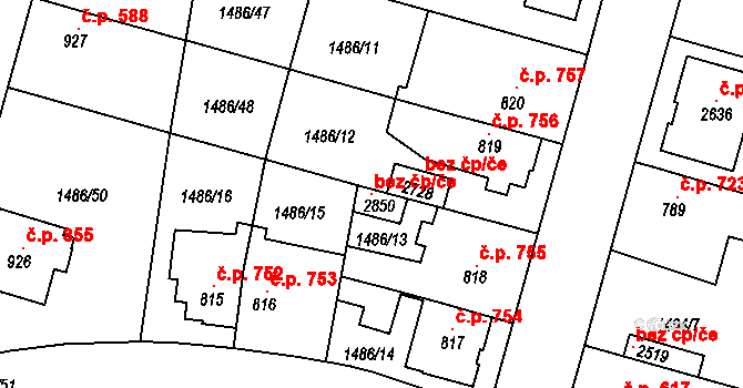Třebechovice pod Orebem 121438198 na parcele st. 2850 v KÚ Třebechovice pod Orebem, Katastrální mapa