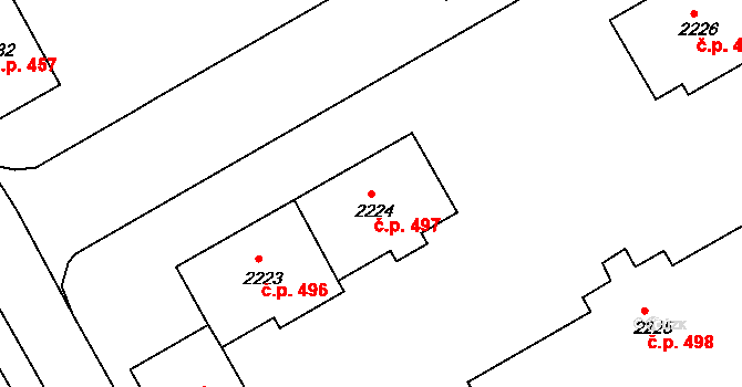 Lyžbice 497, Třinec na parcele st. 2224 v KÚ Lyžbice, Katastrální mapa