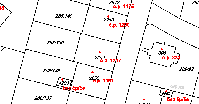 Kyjov 1217 na parcele st. 2254 v KÚ Kyjov, Katastrální mapa