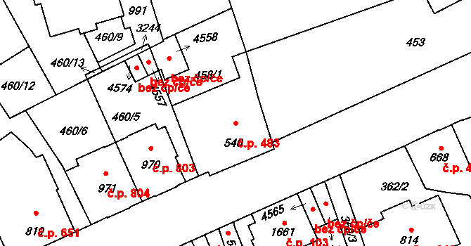 Šumperk 483 na parcele st. 540 v KÚ Šumperk, Katastrální mapa