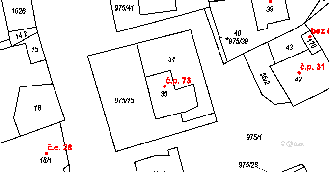 Labuť 73, Staré Sedliště na parcele st. 35 v KÚ Labuť, Katastrální mapa