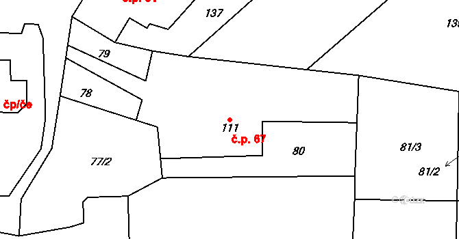 Lounky 67, Chodouny na parcele st. 111 v KÚ Lounky, Katastrální mapa