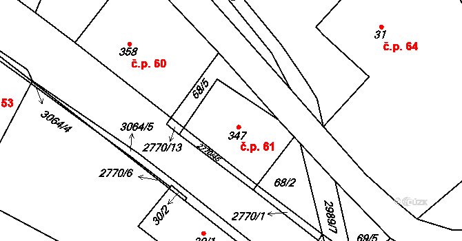 Poniklá 61 na parcele st. 347 v KÚ Poniklá, Katastrální mapa