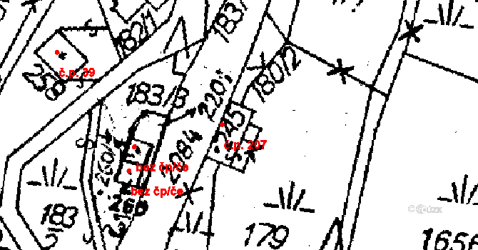 Víchová nad Jizerou 207 na parcele st. 245 v KÚ Víchová nad Jizerou, Katastrální mapa