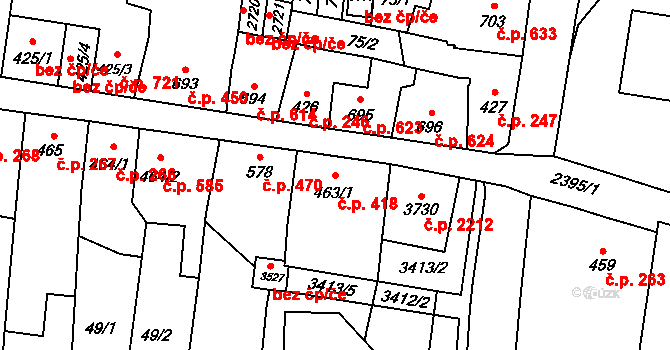 Hořice 418 na parcele st. 463/1 v KÚ Hořice v Podkrkonoší, Katastrální mapa