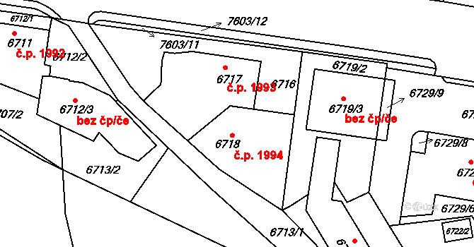 Frýdek 1994, Frýdek-Místek na parcele st. 6718 v KÚ Frýdek, Katastrální mapa