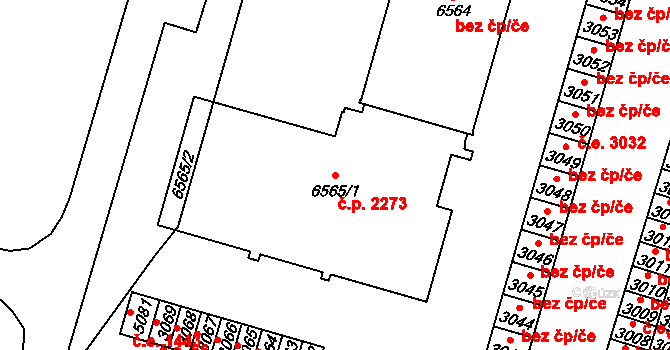 Cheb 2273 na parcele st. 6565/1 v KÚ Cheb, Katastrální mapa