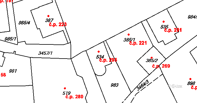 Jílové 295 na parcele st. 534 v KÚ Jílové u Děčína, Katastrální mapa