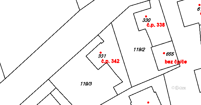 Švihov 342 na parcele st. 331 v KÚ Švihov u Klatov, Katastrální mapa