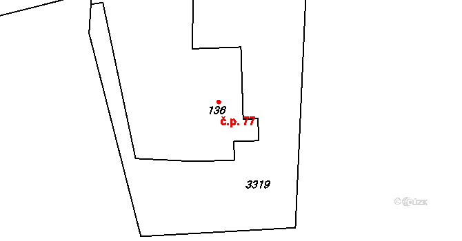 Lhota Netřeba 77, Podbřezí na parcele st. 136 v KÚ Lhota u Dobrušky, Katastrální mapa