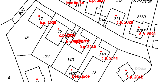 Komořany 2040, Praha na parcele st. 13 v KÚ Komořany, Katastrální mapa