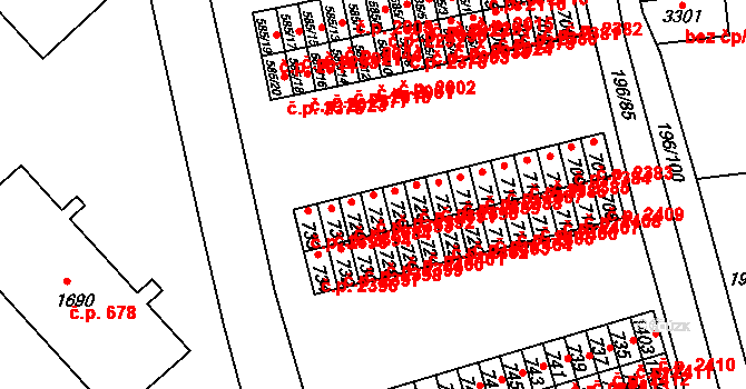 Sezimovo Ústí 2393 na parcele st. 727 v KÚ Sezimovo Ústí, Katastrální mapa