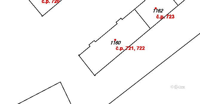 Hostinné 721,722 na parcele st. 1160 v KÚ Hostinné, Katastrální mapa