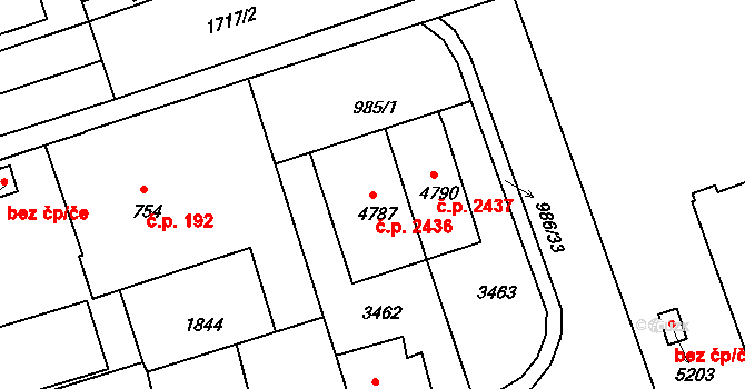 Nymburk 2436 na parcele st. 4787 v KÚ Nymburk, Katastrální mapa