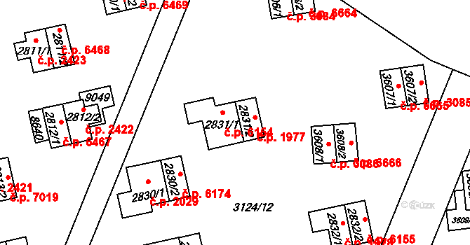 Zlín 6154 na parcele st. 2831/1 v KÚ Zlín, Katastrální mapa