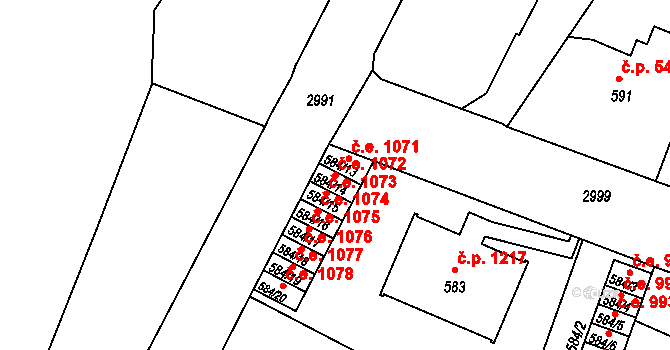 Děčín II-Nové Město 1072, Děčín na parcele st. 584/14 v KÚ Děčín, Katastrální mapa