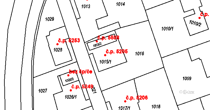 Třebovice 5205, Ostrava na parcele st. 1015/1 v KÚ Třebovice ve Slezsku, Katastrální mapa