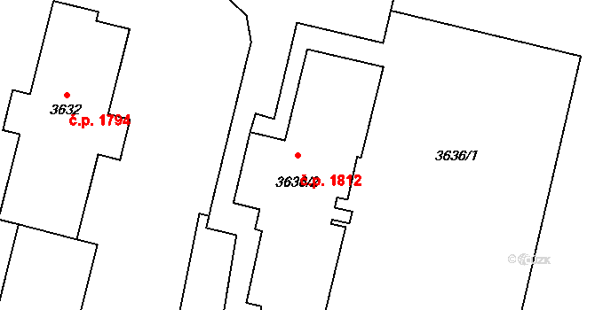 Poruba 1812, Ostrava na parcele st. 3636/2 v KÚ Poruba-sever, Katastrální mapa