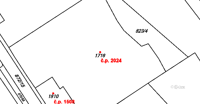 Kraslice 2024 na parcele st. 1716 v KÚ Kraslice, Katastrální mapa