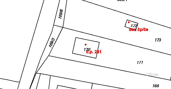 Pohořelice 241 na parcele st. 170 v KÚ Pohořelice u Napajedel, Katastrální mapa