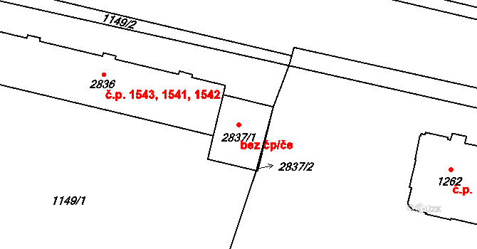 Hořice 39780198 na parcele st. 2837/1 v KÚ Hořice v Podkrkonoší, Katastrální mapa
