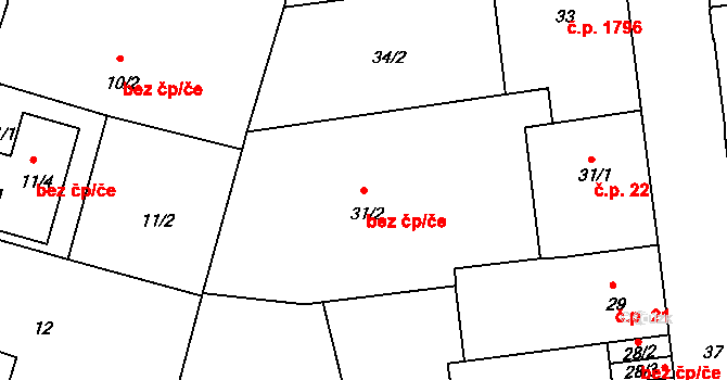 České Budějovice 40519198 na parcele st. 31/2 v KÚ České Budějovice 6, Katastrální mapa