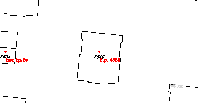Zlín 4585 na parcele st. 6540 v KÚ Zlín, Katastrální mapa