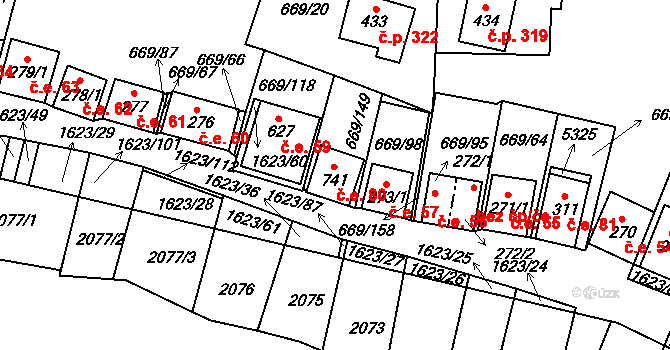 Strachotín 57 na parcele st. 273/1 v KÚ Strachotín, Katastrální mapa