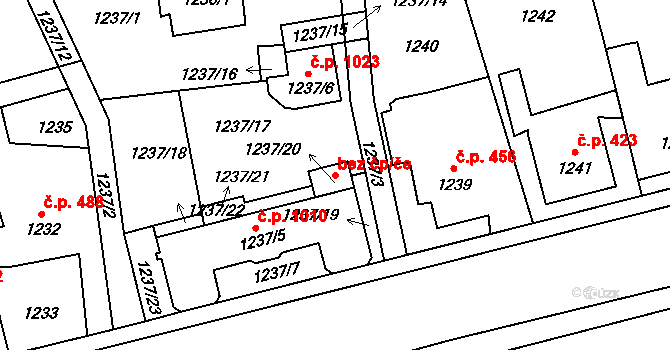 Zdice 43395198 na parcele st. 1237/20 v KÚ Zdice, Katastrální mapa