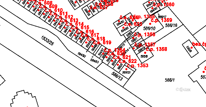 Ráj 1354, Karviná na parcele st. 584/87 v KÚ Ráj, Katastrální mapa