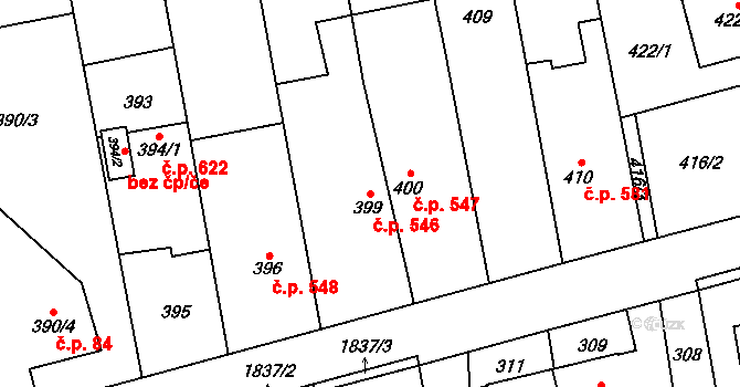 Kylešovice 546, Opava na parcele st. 399 v KÚ Kylešovice, Katastrální mapa