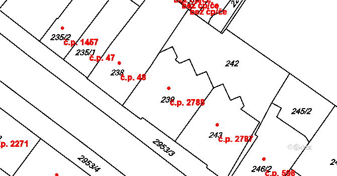 Předměstí 2788, Opava na parcele st. 239 v KÚ Opava-Předměstí, Katastrální mapa