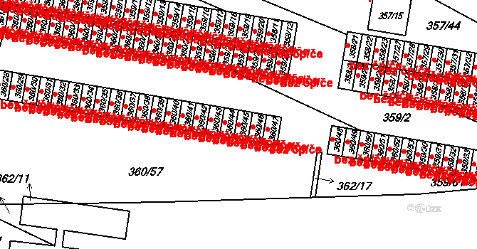 Rousínov 45866198 na parcele st. 360/45 v KÚ Rousínov u Vyškova, Katastrální mapa