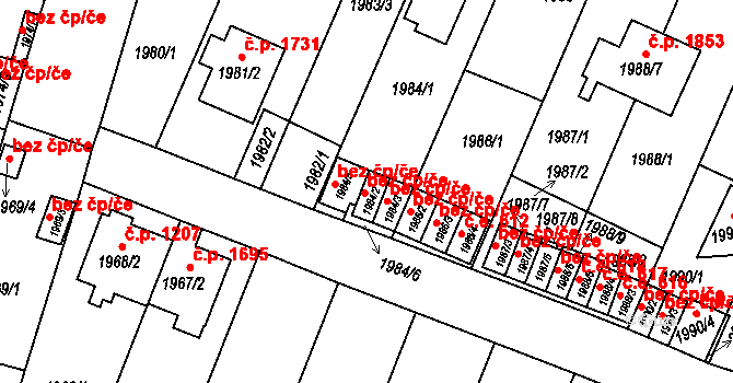 Teplice 49326198 na parcele st. 1984/2 v KÚ Teplice-Trnovany, Katastrální mapa