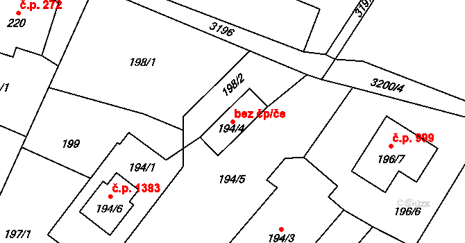 Ostrava 50280198 na parcele st. 194/4 v KÚ Stará Bělá, Katastrální mapa