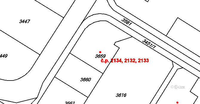 Most 2132,2133,2134 na parcele st. 3661 v KÚ Most II, Katastrální mapa