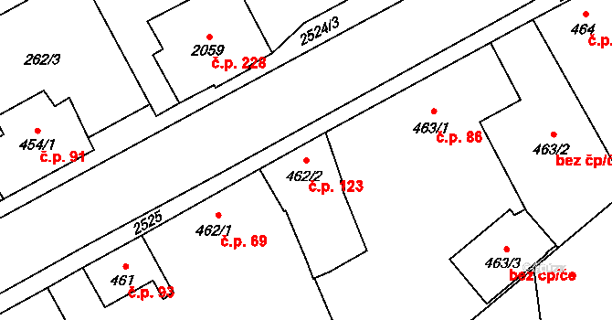Beroun-Závodí 123, Beroun na parcele st. 462/2 v KÚ Beroun, Katastrální mapa