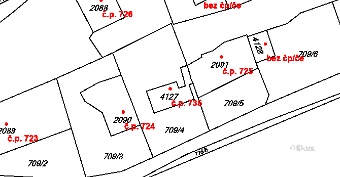 Beroun-Závodí 735, Beroun na parcele st. 4127 v KÚ Beroun, Katastrální mapa