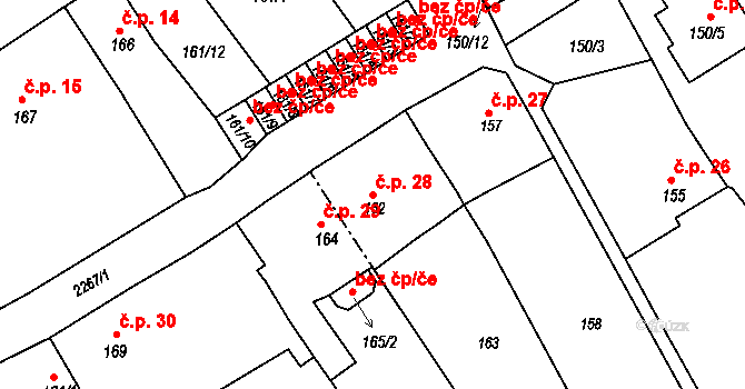 Plzeňské Předměstí 28, Horšovský Týn na parcele st. 162 v KÚ Horšovský Týn, Katastrální mapa