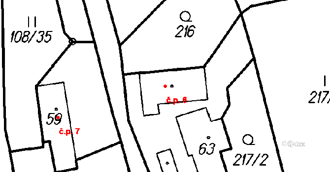 Chlistov 6 na parcele st. 63 v KÚ Chlistov, Katastrální mapa