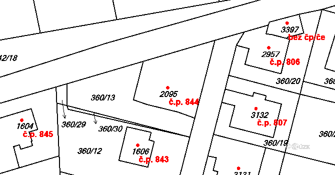 Sušice II 844, Sušice na parcele st. 2095 v KÚ Sušice nad Otavou, Katastrální mapa