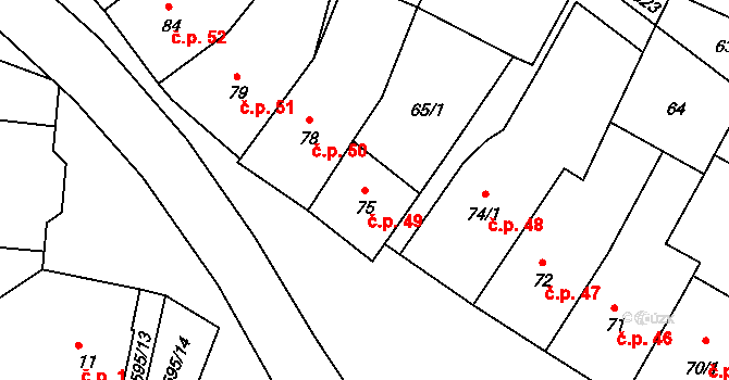 Štíty 49 na parcele st. 75 v KÚ Štíty-město, Katastrální mapa