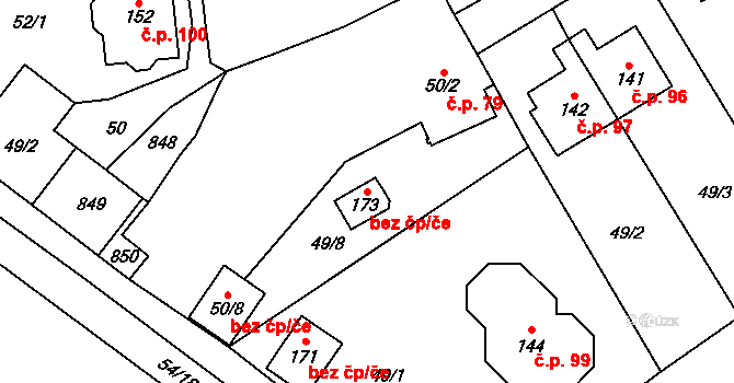 Radvanice 90891198 na parcele st. 173 v KÚ Radvanice u Lipníka nad Bečvou, Katastrální mapa