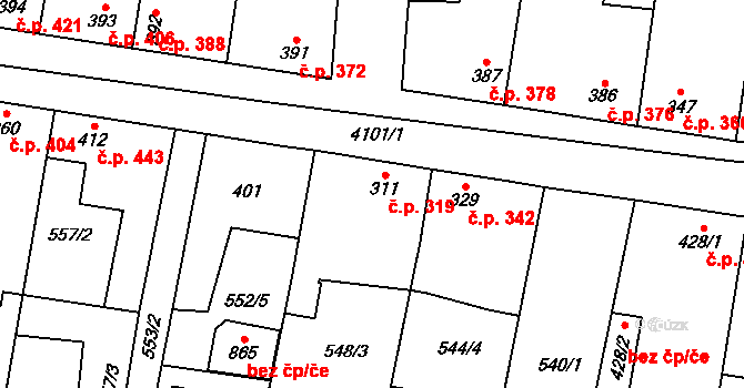 Lenešice 319 na parcele st. 311 v KÚ Lenešice, Katastrální mapa