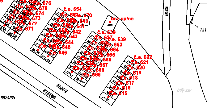 Žatec 664 na parcele st. 2371/11 v KÚ Žatec, Katastrální mapa
