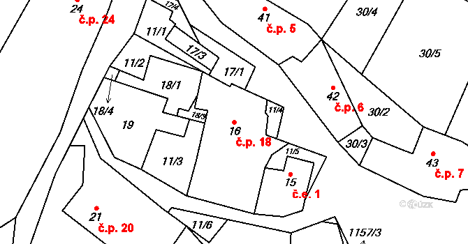 Chvalov 18, Stebno na parcele st. 16 v KÚ Chvalov, Katastrální mapa