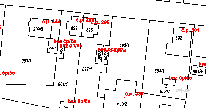 Děčín 99640198 na parcele st. 897/3 v KÚ Boletice nad Labem, Katastrální mapa