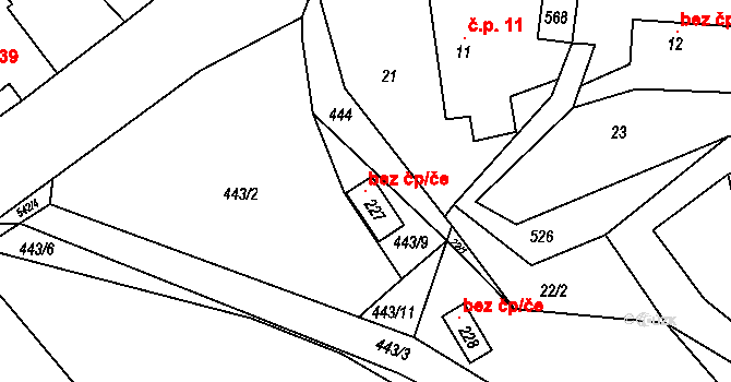 Hřebečníky 103748199 na parcele st. 227 v KÚ Týřovice nad Berounkou, Katastrální mapa