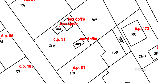 Rpety 107816199 na parcele st. 223/4 v KÚ Rpety, Katastrální mapa