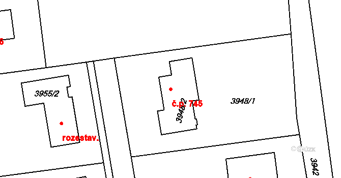 Horní Těrlicko 745, Těrlicko na parcele st. 3948/2 v KÚ Horní Těrlicko, Katastrální mapa